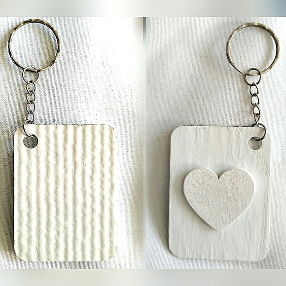 NEW Handmade Keychain Bag Tag! Italian Textured Wood. "I LOVE My Bag" Wood Heart - Picture 8 of 8